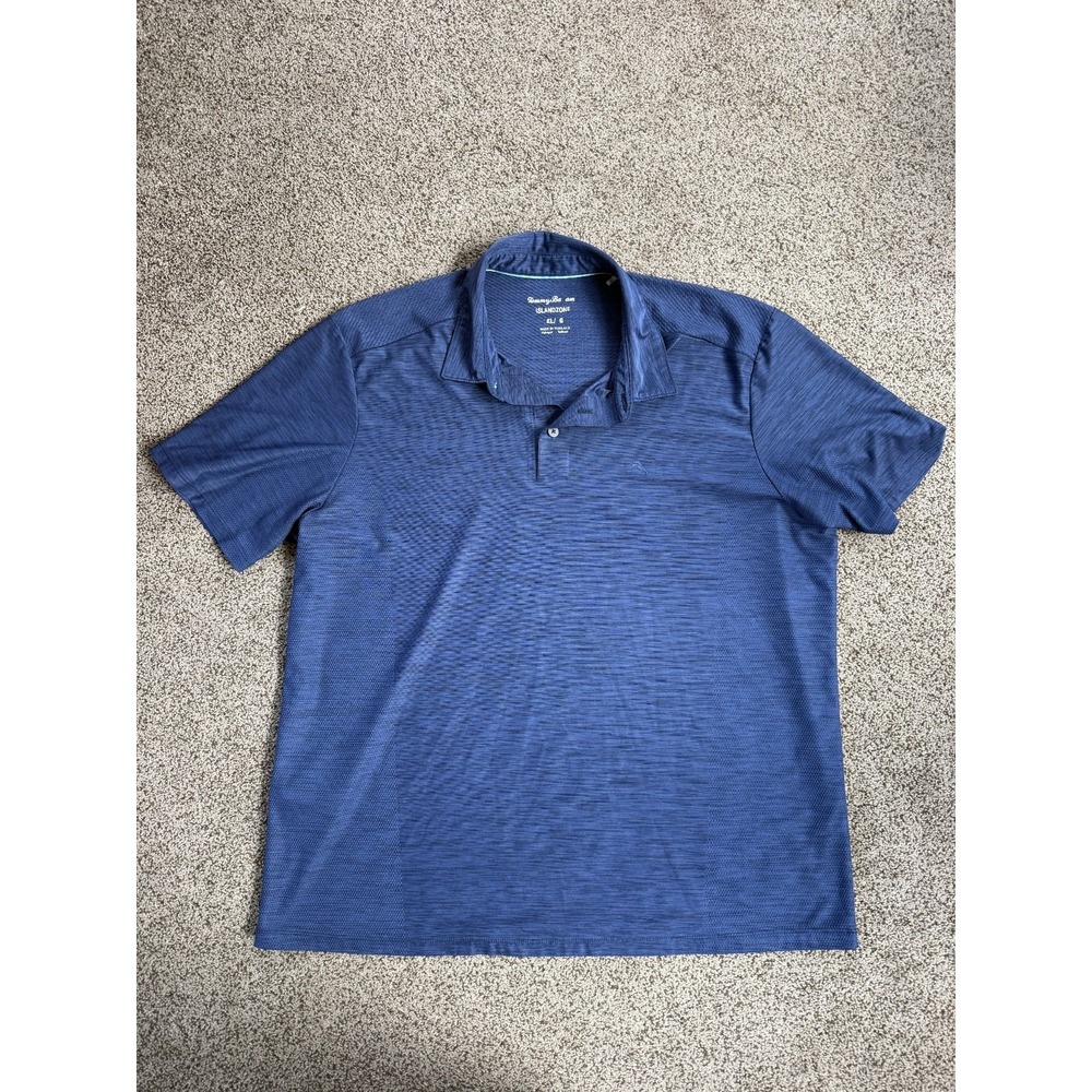 Tommy Bahama Polo Shirt Men's XL Blue Island Zone Performance Quick Dry Golf
